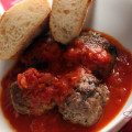 Big Island veal & beef meatballs with homemade marinara sauce. © Sugar + Shake